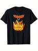 S Funny BBQ Grill Master T-Shirt - Heavyweight 180gsm Loose Fit Tee With Flaming Hot Dogs & Sausage Design - Black Casual Shirt For Grill Parties, Bar