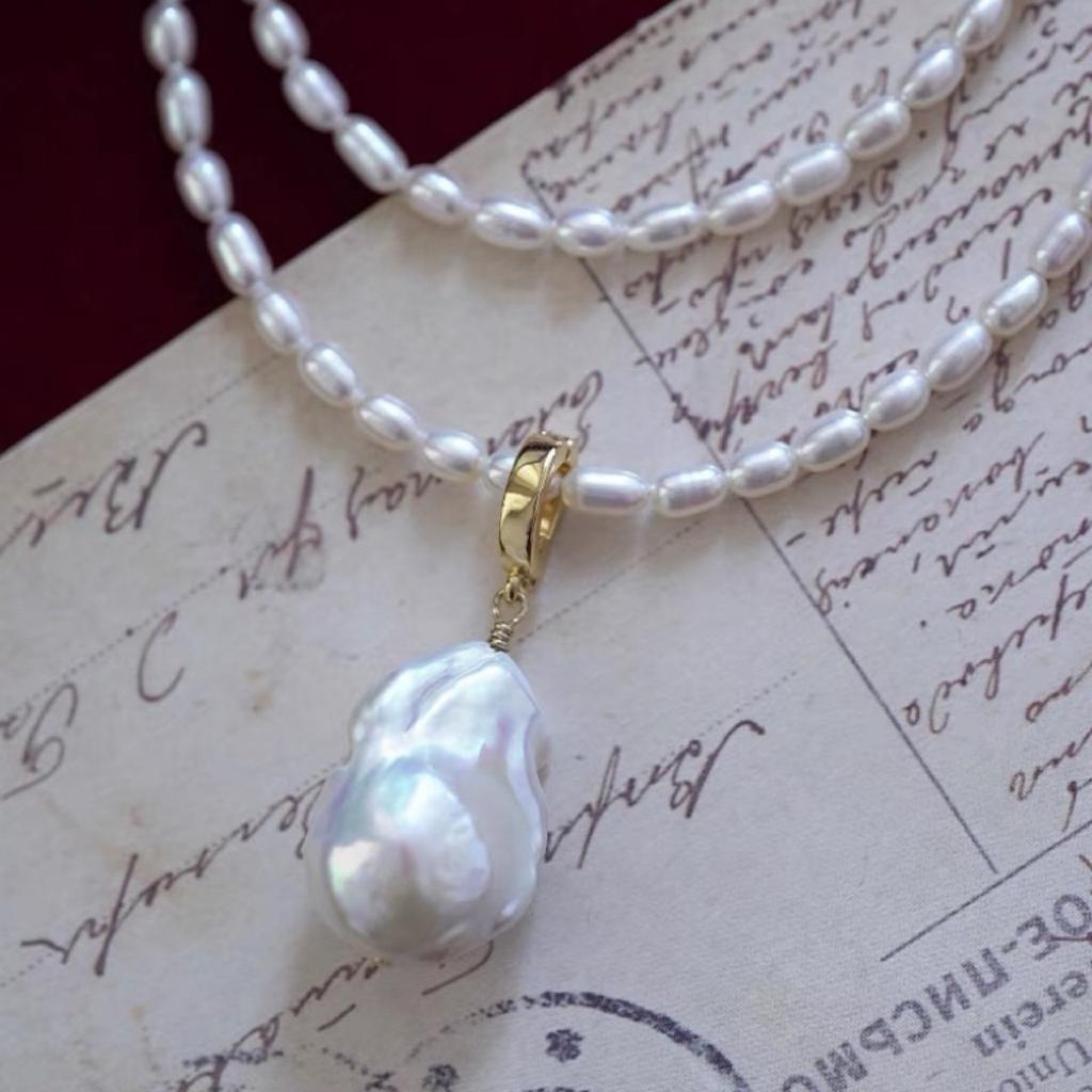 Freshwater Strong Light Special-Shaped Large Baroque Pearl Pendant Removable Necklace Pendant Rice Beads Freshwater Pearl Necklace Female
