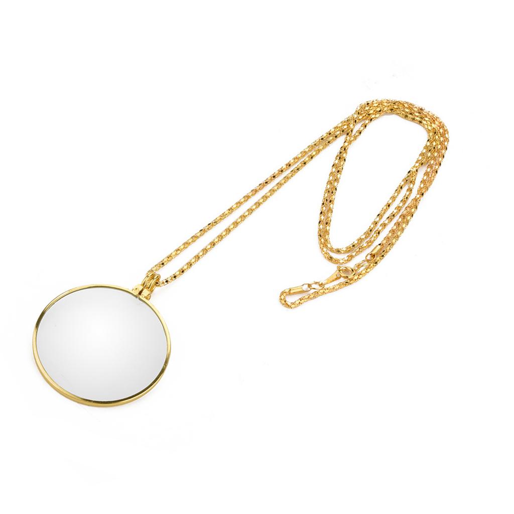 5X Magnifier Monocle Lens Necklace Magnifying Glass Loupe (Gold)