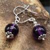 Amethyst Ear Hook Earrings Amethyst Natural Chalcedony Agate Earrings Popular Korean Earrings Elegant Geometry
