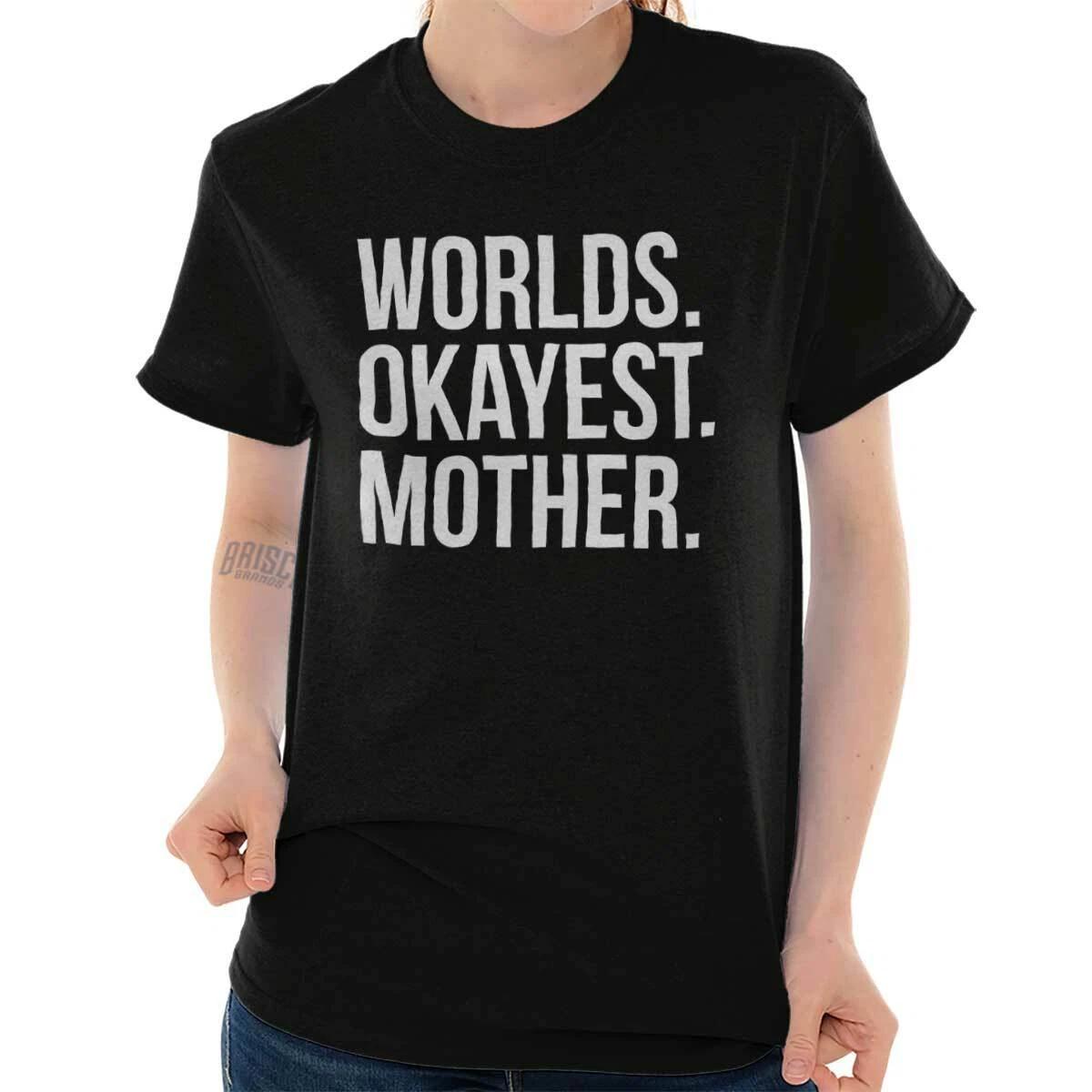 Funny World s Okayest Mother Family Mom Joke Womens Graphic Crewneck T Shirt Tee XXXL