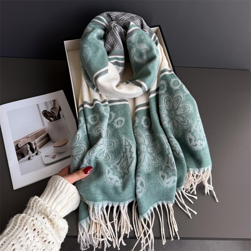 Luxury Winter 100% Wool Scarf Women Thicken Solid Cashmere Handkerchief Warm Pashmina 2 Colours Female Shawl Pareo Soft Bufanda
