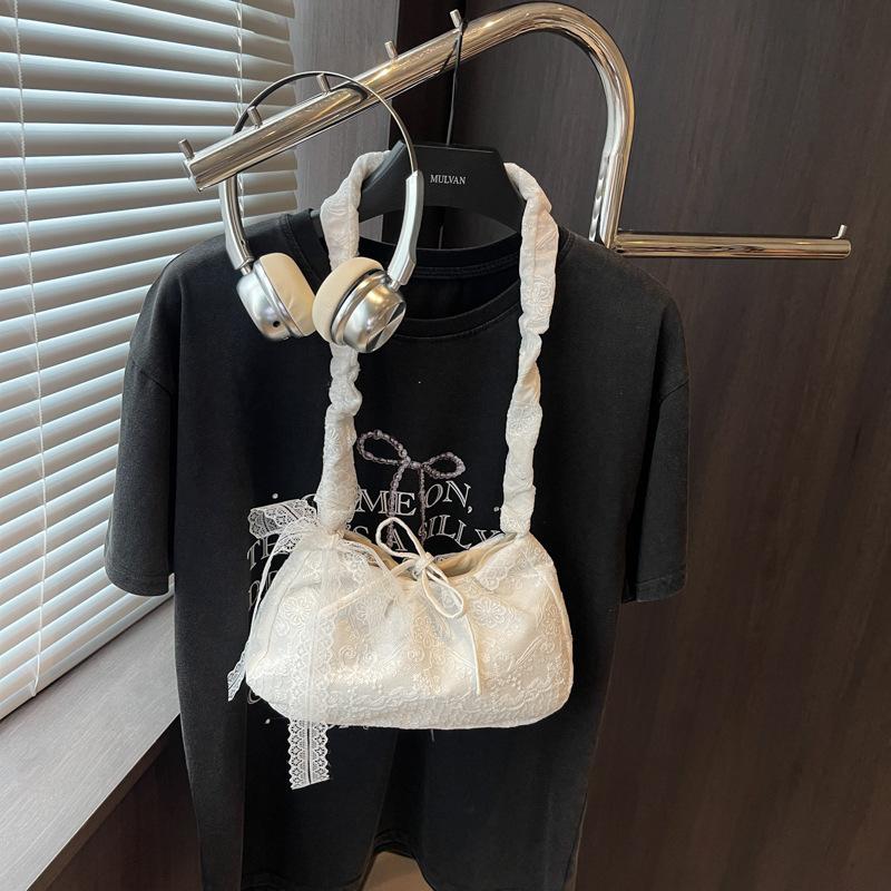 Korean Style Ins Style Lace Bow Cloth Bag For Students 2026 Newest Large Capacity Tote Bag Single Shoulder Bags For Young Lady