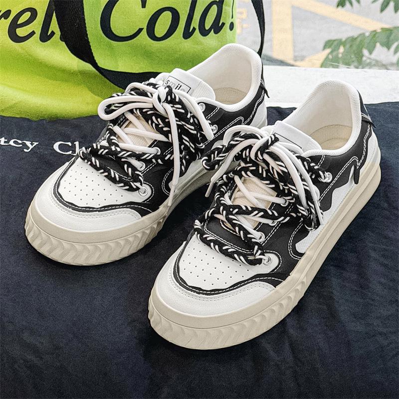 

2025 new spring low-top casual little white shoes fashionable versatile breathable board shoes Hong Kong trendy men s shoes 1554 39 чёрный
