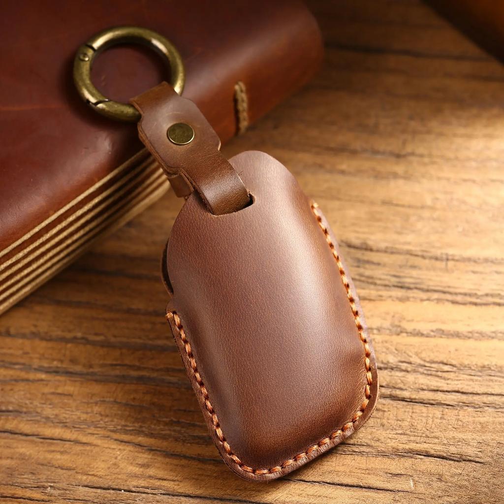 FOR MG Roewe Key Case Top Grain Leather Handstitched Full Cover Scratch Resistant W/ Key Ring Fits MG4 MG5 MG ZS EV HS RX5