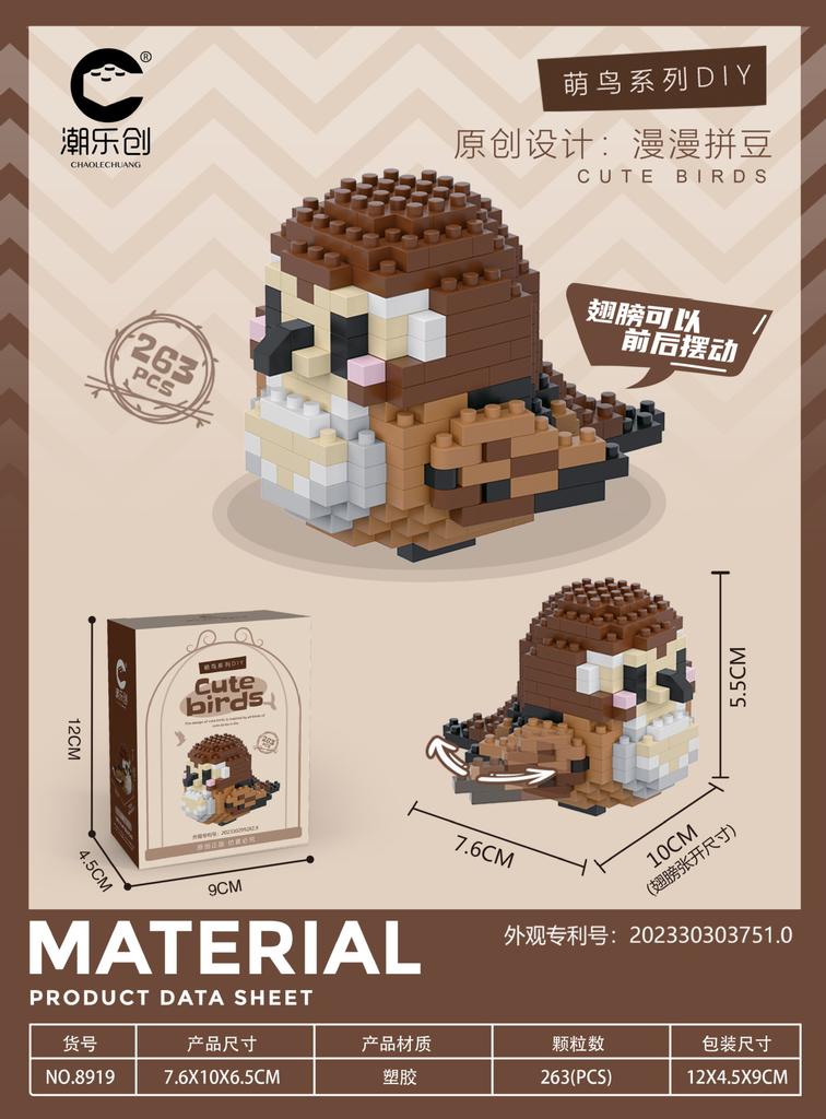 Parrot Micro Building Blocks Bird Cockatiel Budgerigar DIY Assembled Pigeon Macaw 3D Model Mini Brick Figures Toys For Kids