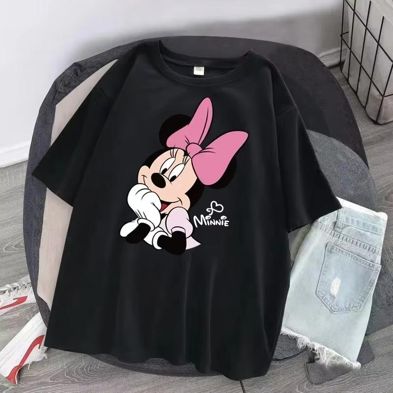 Damen T-Shirt Cartoon Streetwear Mickey Maus Damen Tee Koreanisches Lockeres Kurzarm T-Shirt Sommer Y2k Kleidung Tops