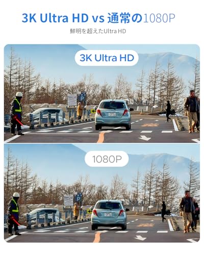 KAWA 3K Front Dashcam, 32GB SD Card Included, Voice Control, Built-in WIFI, 24-Hour Parking Monitoring, G-Sensor, Night Vision, Loop Recording, App Co