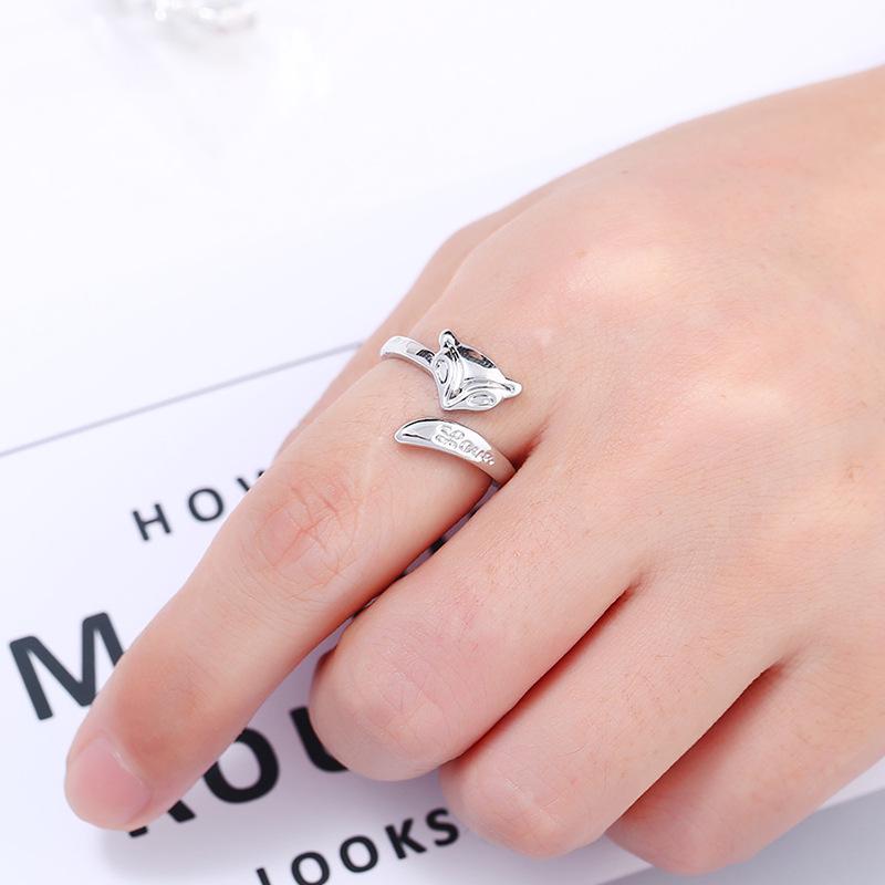 Fox Open Ring: Women's Copper-Plated Silver with White Gold Finish