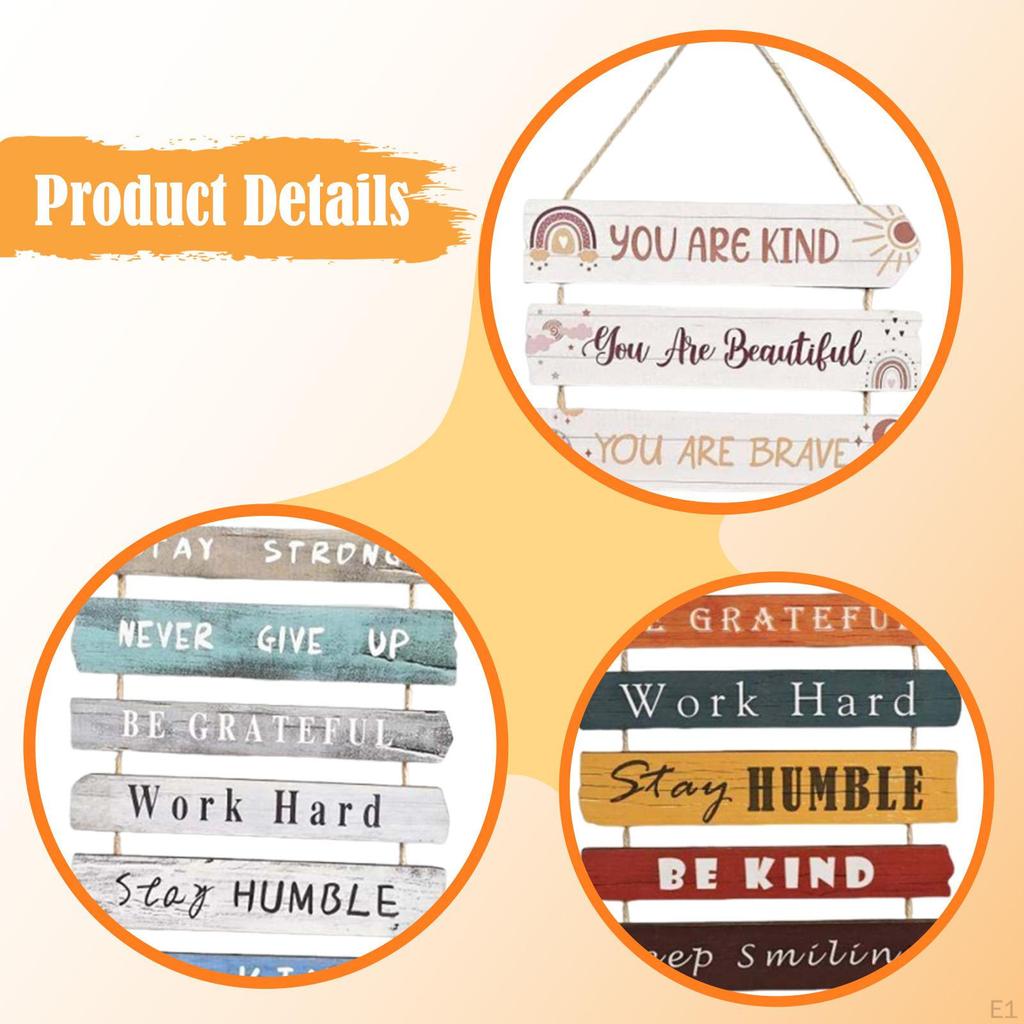 Wooden Hanging Sign with Sayings Farmhouse Rustic Compact Wall Plaque Inspirational Art