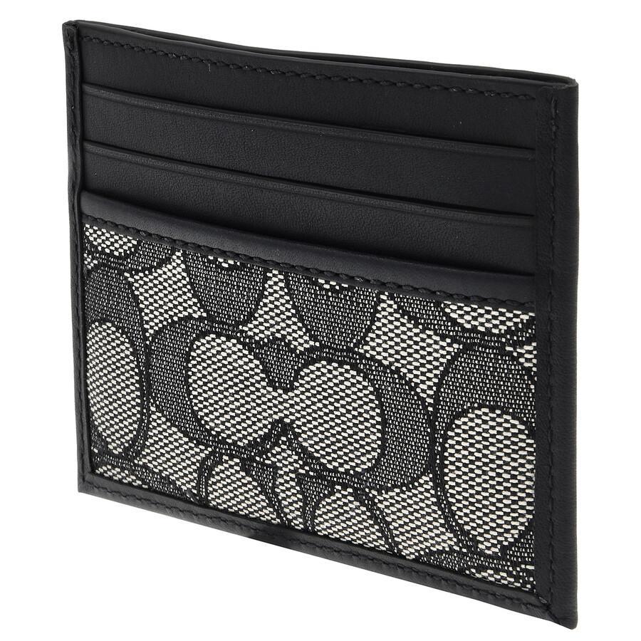 Coach Card Case 10 Minimalist Classic Monogram Stitching Card Slot Fabric And Leather Card Holder Men Card Holder Black Gray CC102-EVK