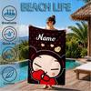 Custom Name Heartfelt Pucca Moment Beach Towel Microfiber Beach Towel, Lightweight and Quick-Dry, for Summer Travel, Swimming Pool Gift