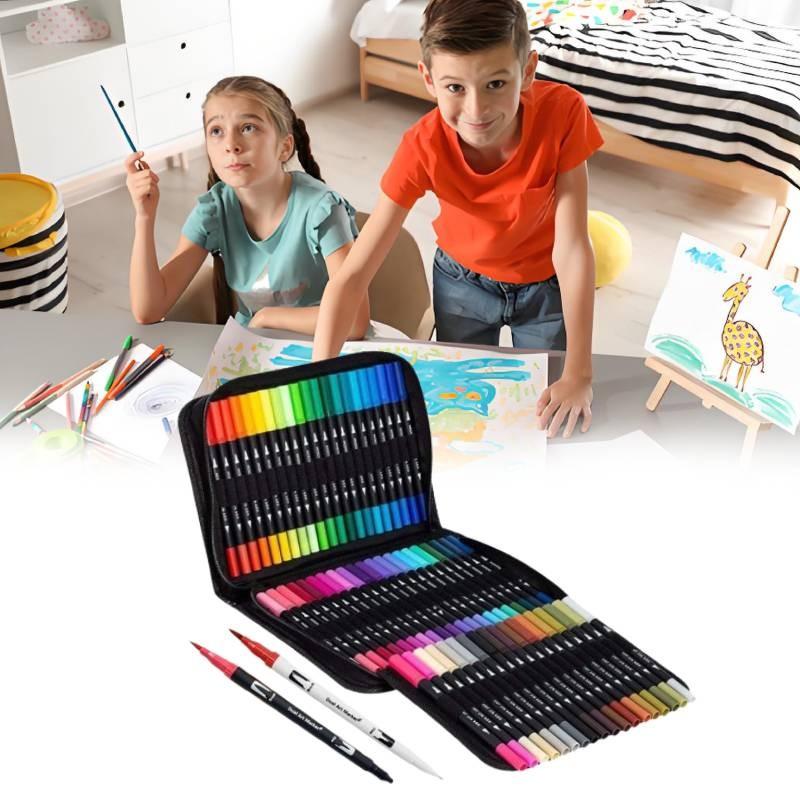 Premium 120 Color Dual Head Watercolor Brush Pens Washable Safe For Children Art Projects