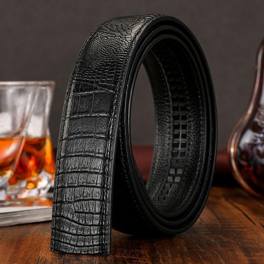 DIY Genuine Leather Belt 3.5cm Waistband Non-porous Crocodile Pattern Girdle Classic Waistband