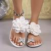 Foreign trade flower pinch foot flip-flops women wear beach flat women's shoes 2025 new European and American fashion