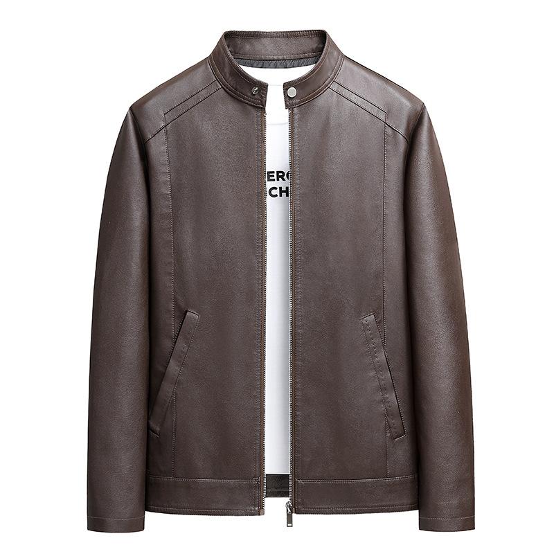 M-XL Spring and Autumn Men's Leather Jacket New Top Leather Jacket Men's PU Leather Jacket Spring and Autumn Trend Standing