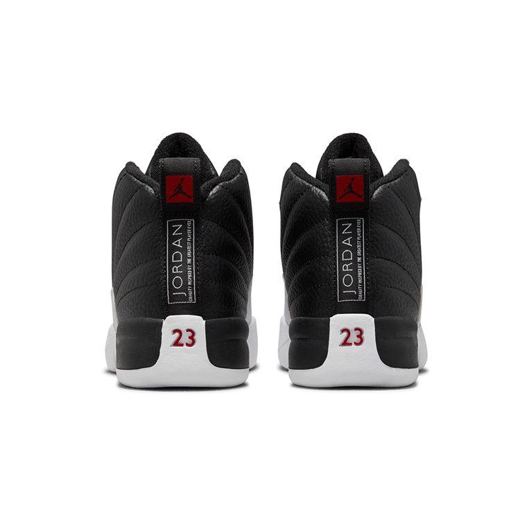 Jordan Air Jordan 12 Retro Playoffs Silver Tone Buckle, Playoff High Top Children's Basketball Shoes Black White 151186-006