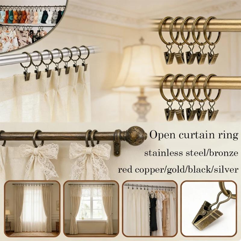 50 Stück Gardinenringe Clips Metall Dekorativ Rostfrei Vorhang Fenstervorhang Aufhängehaken Aufhängekleiderbügel