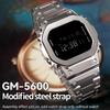 Korlexchi 316 Stainless Steel Bracelet Watch Band, Custom Metal Strap, Compatible with Casio and G-SHOCK Men's GM5600 and GM-5600B (Silver)