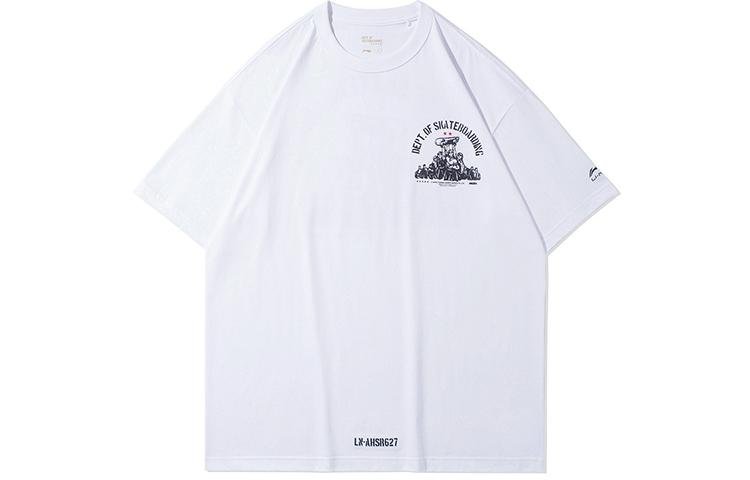 Li Ning T Shirts Men s Standard White Crew Neck Moderate Straight Fit AHSR627-2 XXL