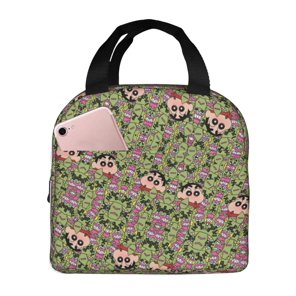 Custom Crayons Shins Chans Insulated Lunch Bags for Camping Travel Cartoon Waterproof Cooler Thermal Bento Box Unisex