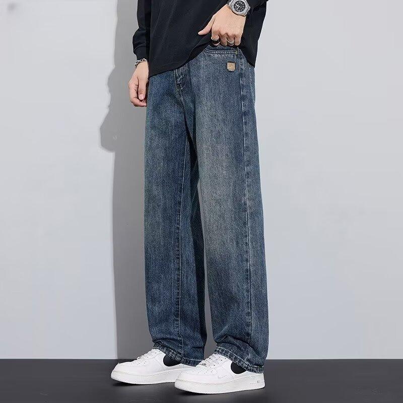 Spring and autumn jeans men's American retro loose trendy brand versatile ruffian handsome straight casual long pants