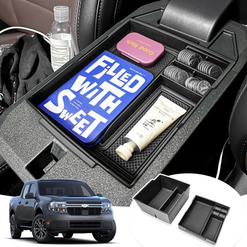 2PCS Center Console Organizer for  2024 2025 Ford Maverick Pickup Truck Double Layer Armrest Storage Box ABS Car Accessories