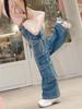 Women's Summer Cargo Pants - Lace-Up Multi-Pocket Wide Leg Trousers with Hot Drill Patchwork