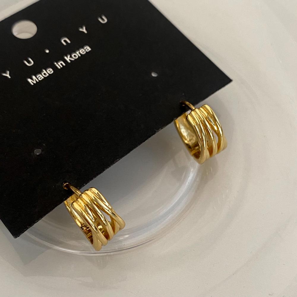 Elegant Metal Multi-Layer Winding Earrings for Women - Light Luxury Niche Design In High-Grade Gold-Plated Copper