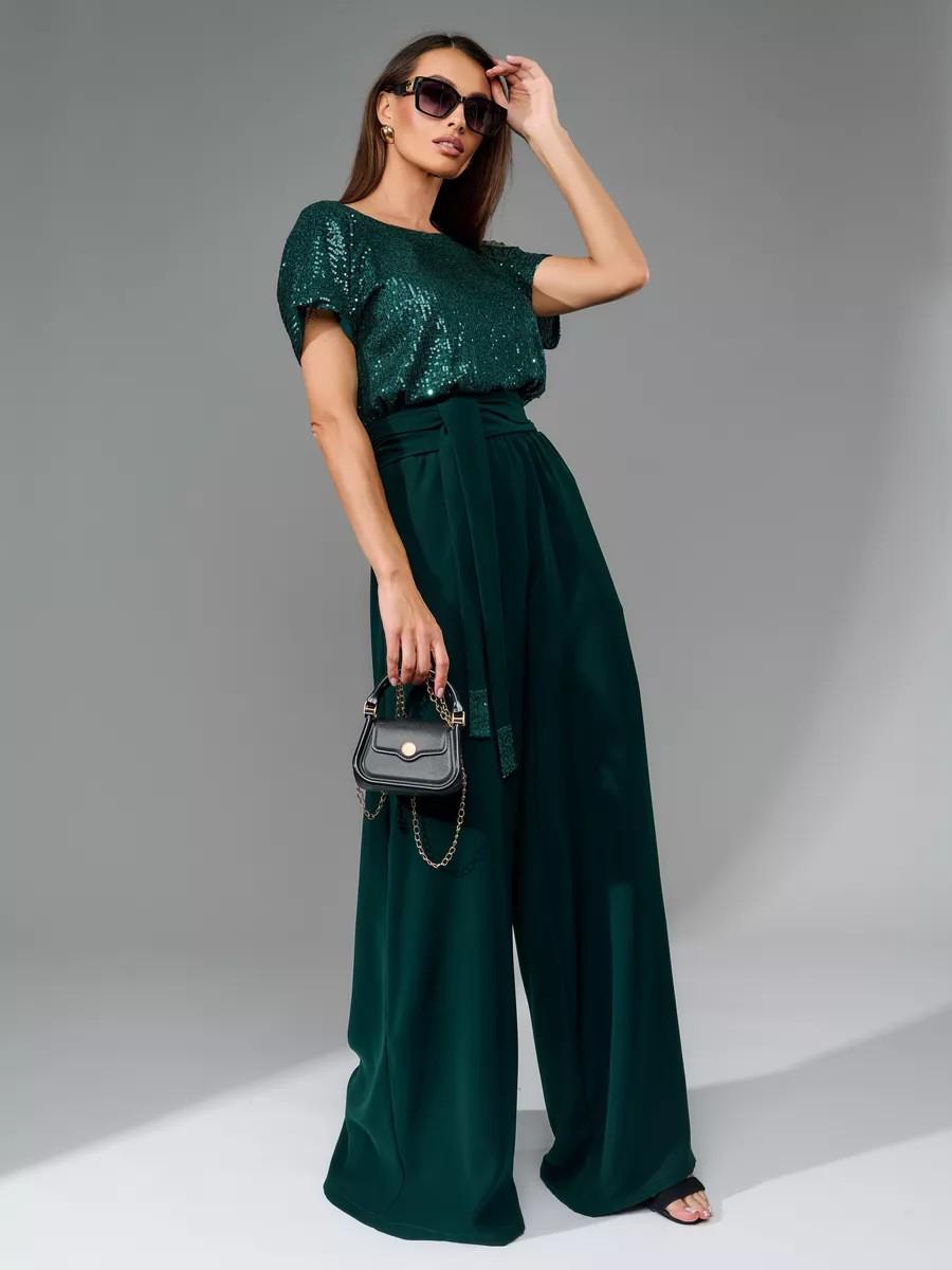 

Весна 2025 Европейский и Американский повседневный комбинезон с короткими рукавами и пайетками XXXL темно-зеленого