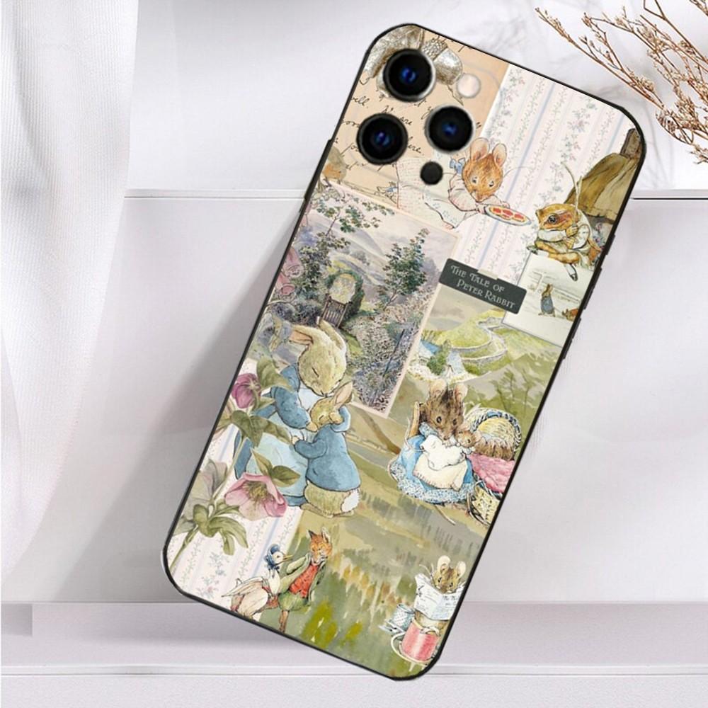 Cute P-Peter R-Rabbit Phone Case For iPhone 16,15,14,13,12,11 Plus,Pro Max,XS,X,XR,SE,Mini,8,7 Soft Silicone Black Cover