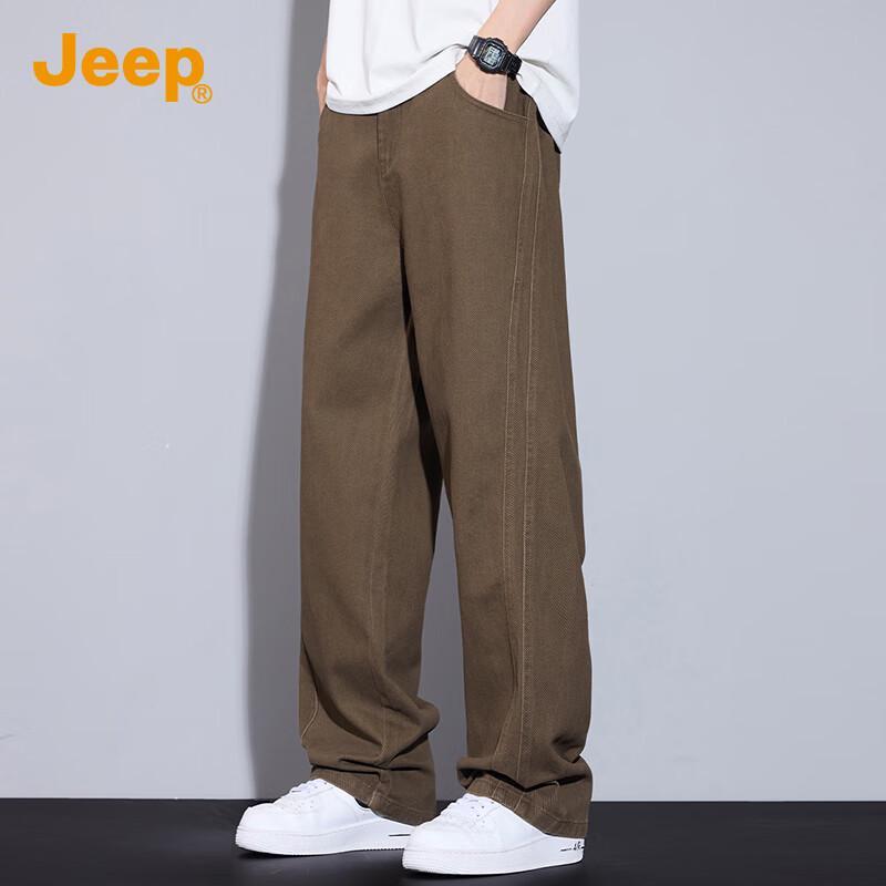 

JEEP Men s Pure Cotton Autumn/Winter Loose Straight-Leg Pants 4XL