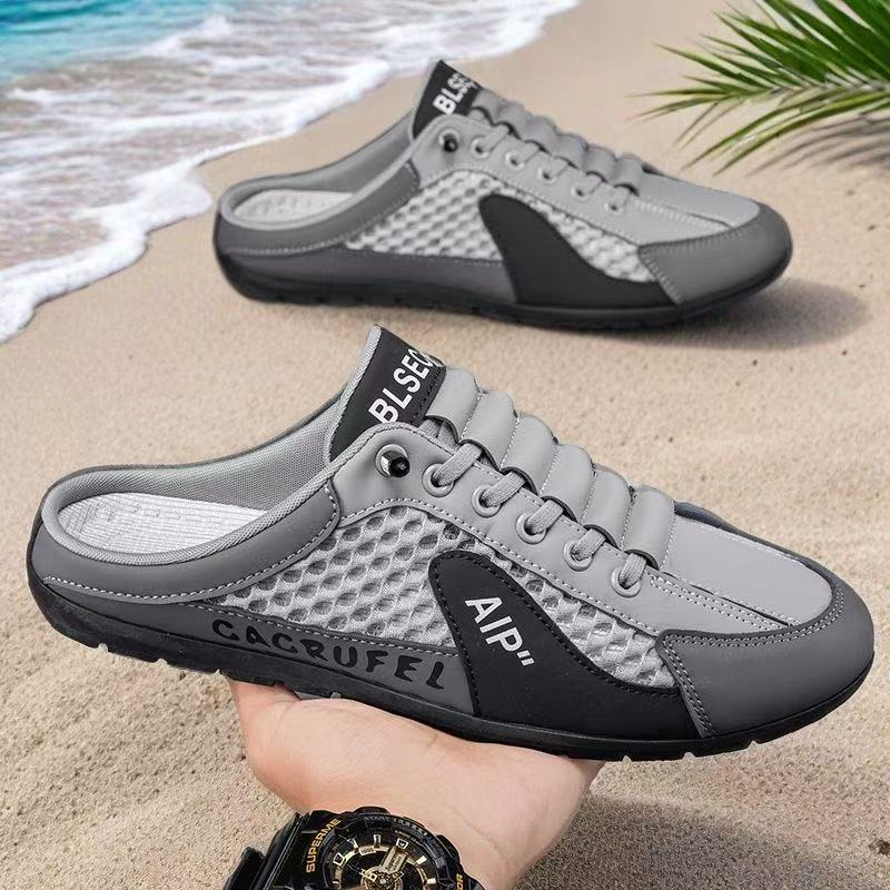 Half-drag Summer New Men's Shoes Soft-soled Sports and Leisure Forrest Gump Board Shoes Men Pedal Slippers Men