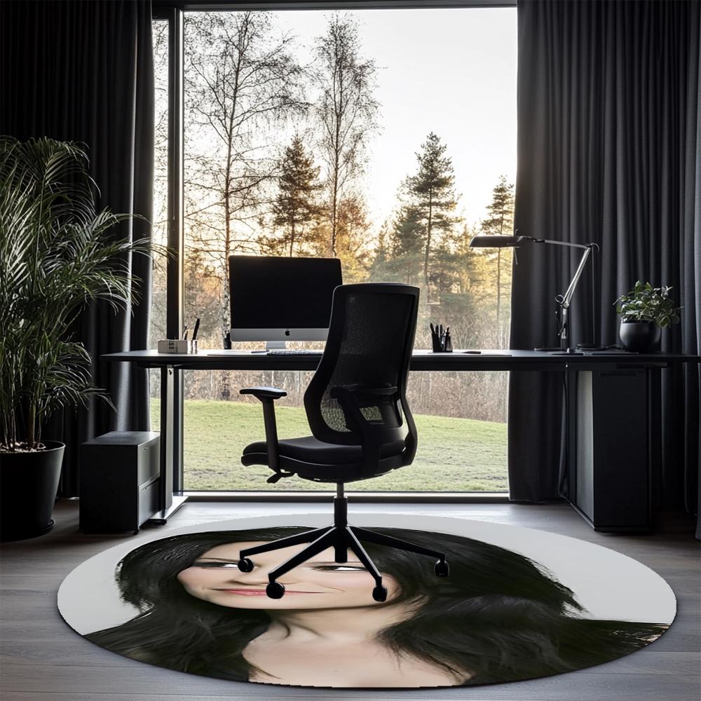 Laura Pausini Printed Round Rug Carpet Chair Rug Area Rug Entryway Doormats,for Office Chair Living Room Bedroom Kitchen Room.