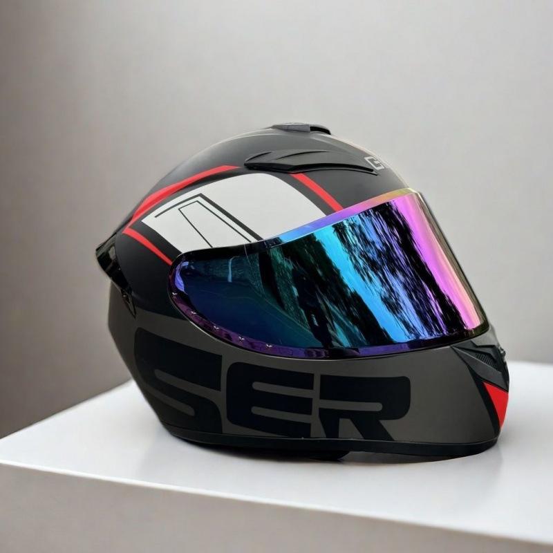 New Locomotive Motorcycle Men's and Women's 3c Full Helmet Motorcycle Personalized Handsome Safety Helmet Winter Windshield Helmet