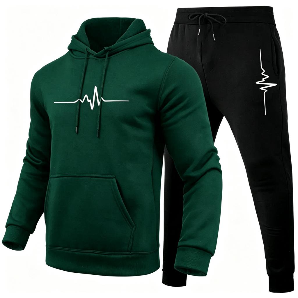 Casual Simple Print Men's Hooded Suit Fashionable Loose Sport Wear Men’s
