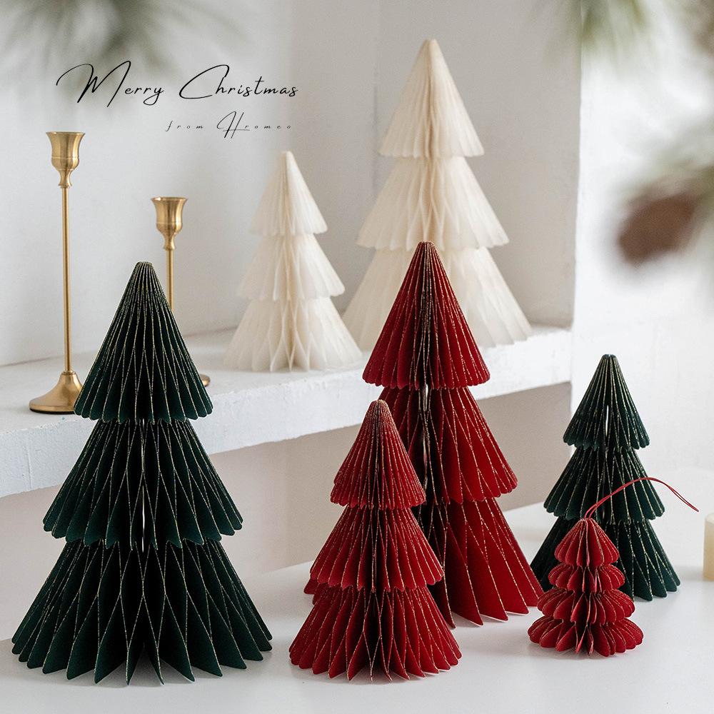 2 kusy vánoční dekorace origami vánoční stromek bytové doplňky stolní sváteční atmosféra dekorační rekvizity