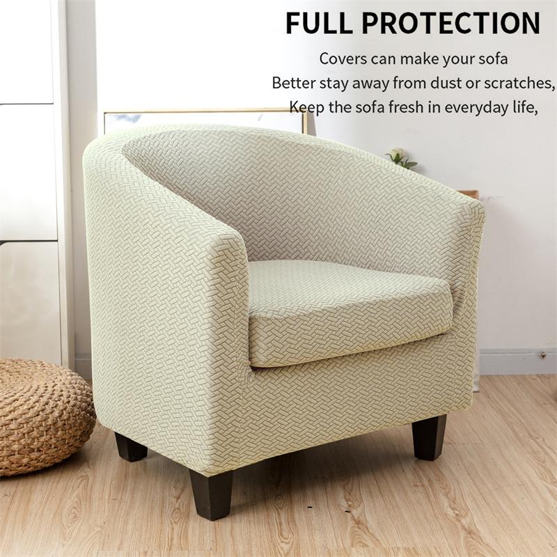 T Jacquard Stretch Tub ArmChair Cover Single Sofa Cover Club Sofa Slipcover for Living Room Couch Covers with Seat Cushion Case