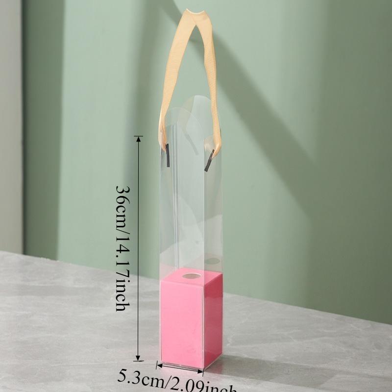 5er-Set Tragbare Klare Plastik-Blumenkästen Transparente Handheld-Rosen-Geschenkbox für Blumenstraußverpackung Kleine Florale DIY-Hülle Taschen