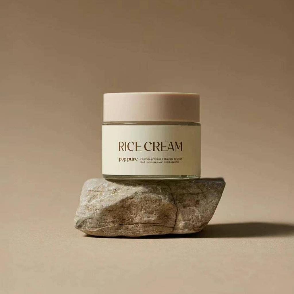 POP PURE Rice Cream 50 G, Brightening, Nourishing, Soothing, Hydrating, Moisturizing, Korean Cosmetics, Kbeauty, Sample