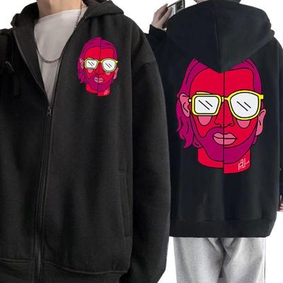 2024 Casual Sporttopp Mönstrad Dragkedjehoodie Street Rap Dragkedjetröja Jacka Herr Modehoodie