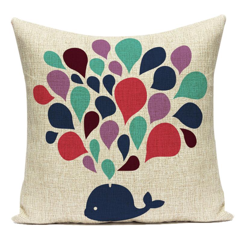 Cute Animals Fishes Decorative Throw Pillows Case Square Sofa Home Seat Cushion Cover for Home Living Room Decoration
