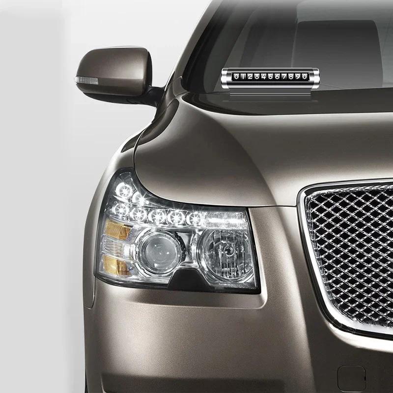 Metal Car Temporary Parking Card Universal Rotate Phone Number Plate Roller Adjustment Alloy Stickers Park Card Auto Accessories