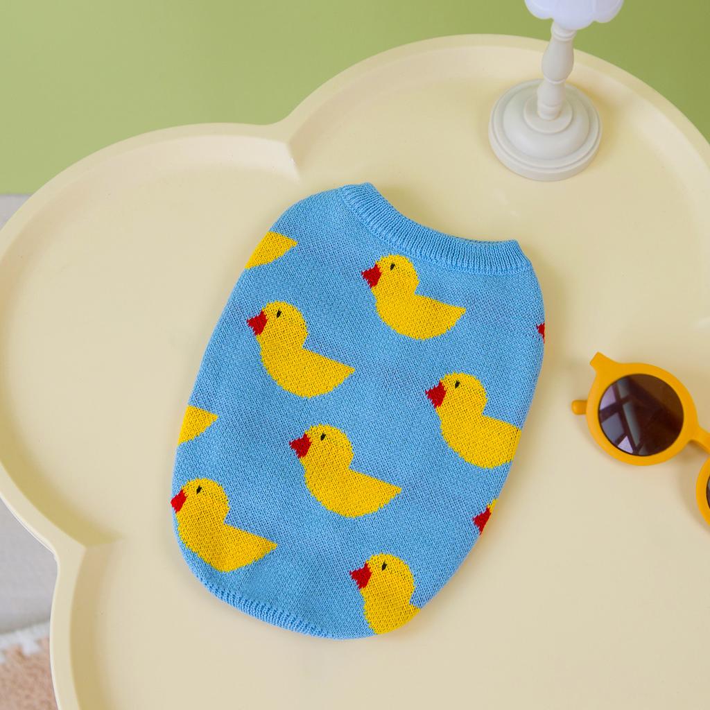 New Autumn and Winter Pet Clothes Cartoon Duck Pattern Cat Sweater Knitted Sweater Pullover Pet Sweater