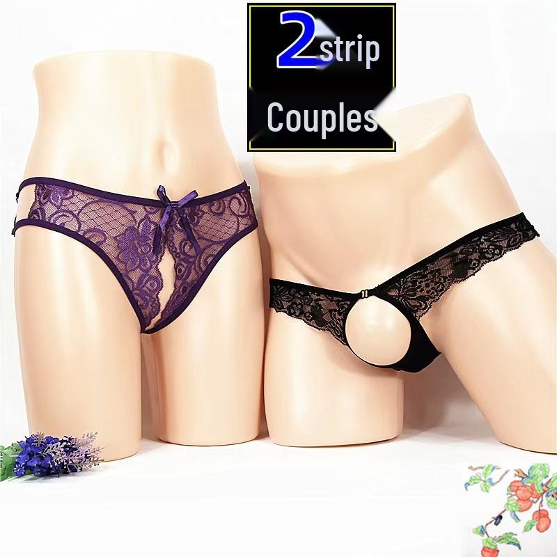 Flirty Couples Underwear - Matching Fun & Playful Designs with Open Crotch Feature.