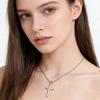 925 Sterling Silver Cross Necklace Fashion Pendant Collarbone Chain Women's Sweater Chain