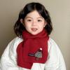 Red Christmas New  Scarf For Children Student Winter Cute Cartoon Warm Thickened Knitted Scarves Girls Boys Scarf New Gift