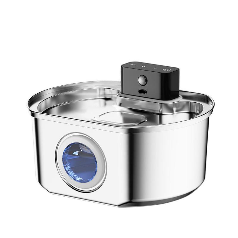 Cordless Rechargeable Pet Drinking Fountain 4L Stainless Steel Automatic Water Bowl Dispenser for Cat Dog Home
