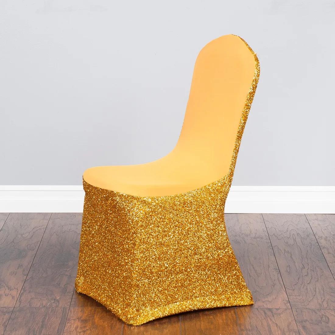 

Блестящие чехлы на стулья с блестками, цвета: золото, серебро, спандекс, лайкра, чехол на стул для дома, отеля, свадьбы, вечеринки, роскошное украшение 45x45x90CM