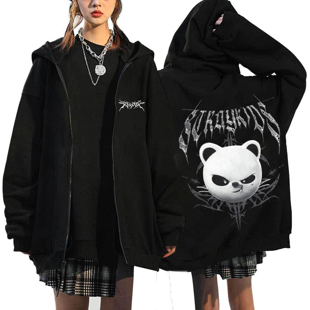 Stray Kids Dominate Harajuku Printed Cotton Hoodie For Men And Women, Hoodie With Loose Zipper
